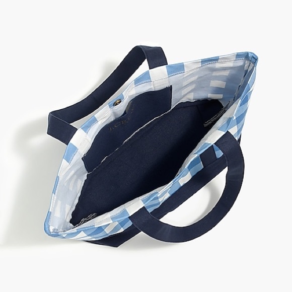 J. Crew LEMON STRIPES Everyday Canvas Tote Bag - Picture 3 of 7